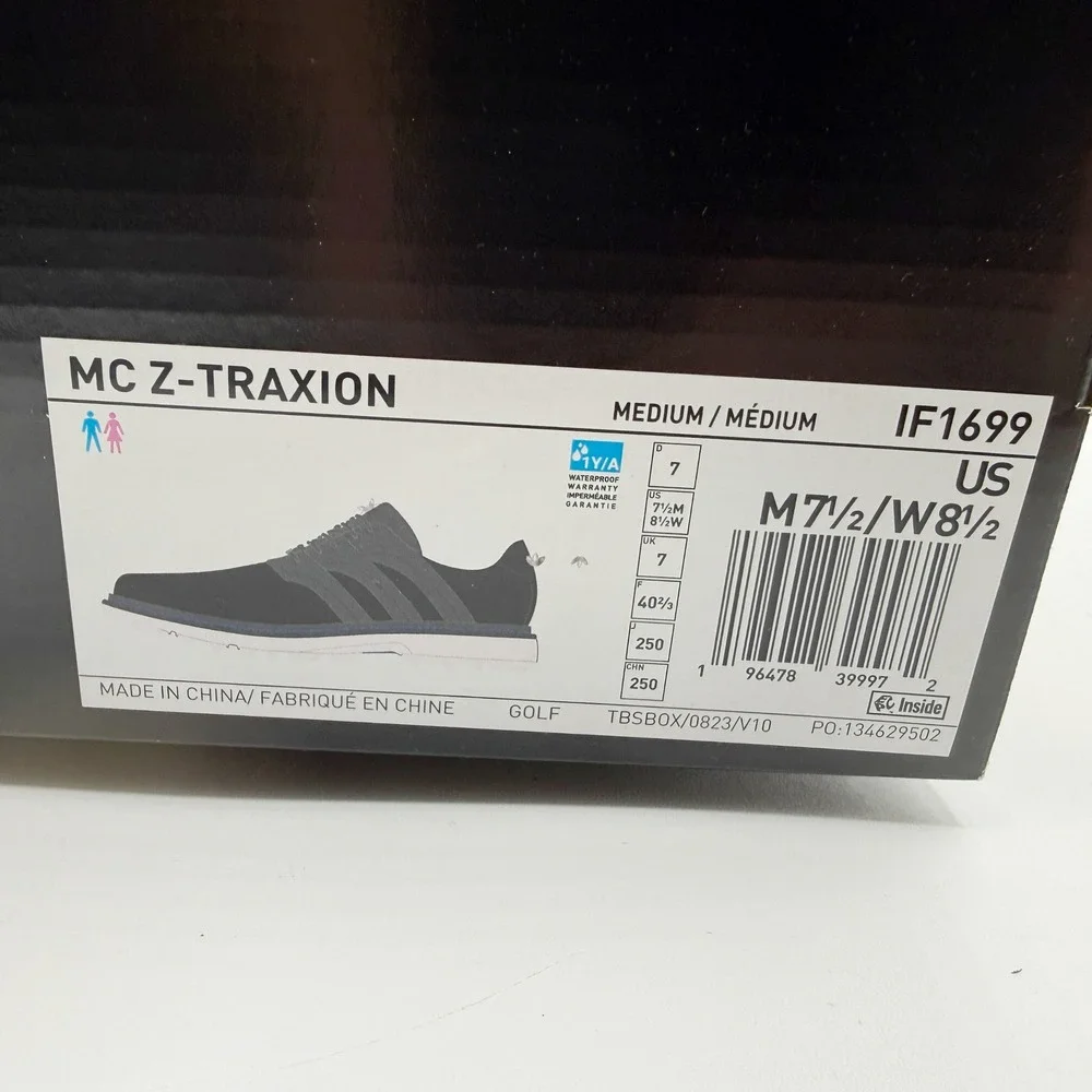 Adidas MC Z-Traxion Spikeless Golf Shoes Size 7.5 Mens Black White IF1699, NEW